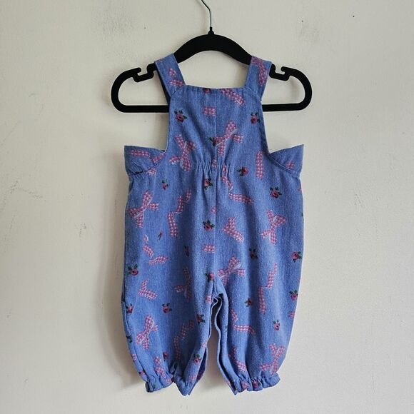 Vintage Baby Girl 3–6M Overalls – Floral Embroidered with Pink Checked Ribbon - Picture 3 of 8